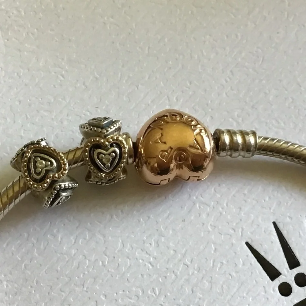 A pair of Pandora two tone charms - Picture 8 of 8
